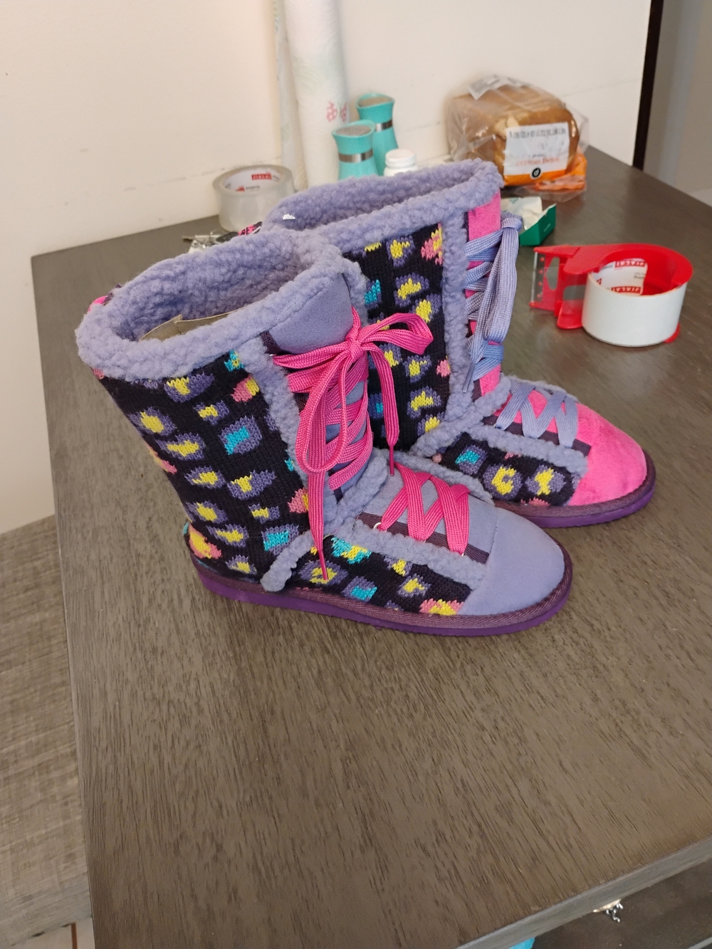 Little Miss Matched Kids Purple & Pink Boots NWT